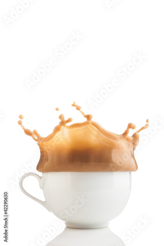 Splash of coffee in white cup