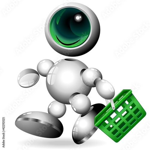 Robot Androide Acquisti Cartoon Robots Shopping-Vector