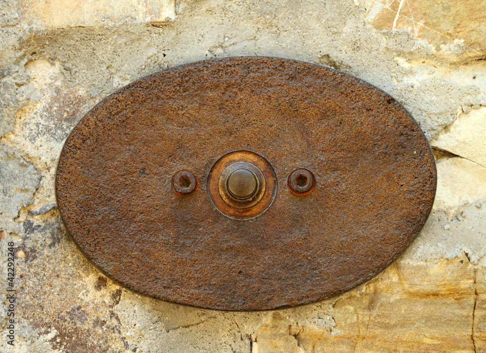 oval retro styled doorbell, Tuscany, Italy, Europe