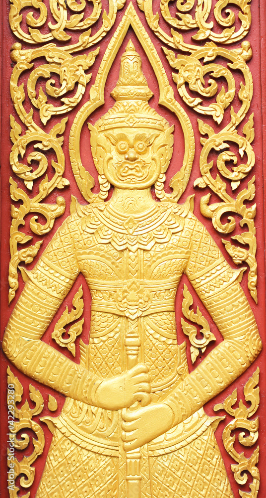 Thai art in the temple Bangkok Thailand