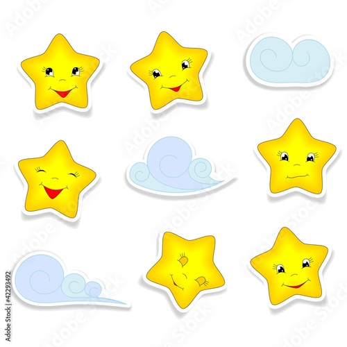 cartoon stars and clouds