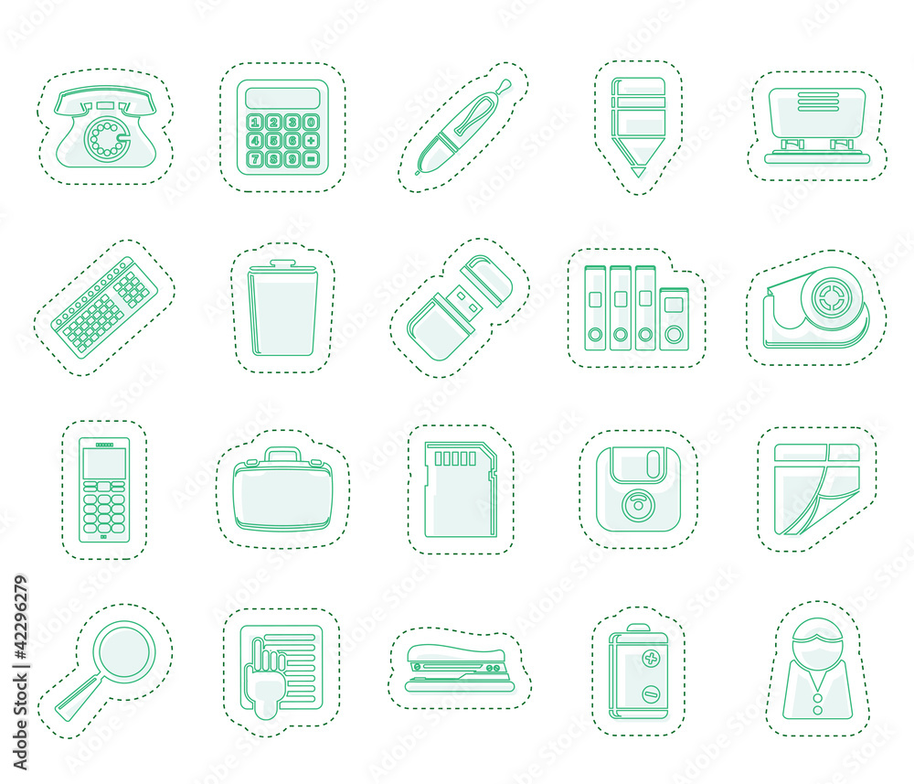 Fototapeta premium Simple Office tools Icons vector icon set 3