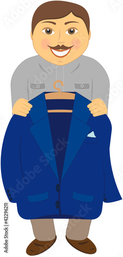 cartoon smiling mustache taylor propose blue jacket