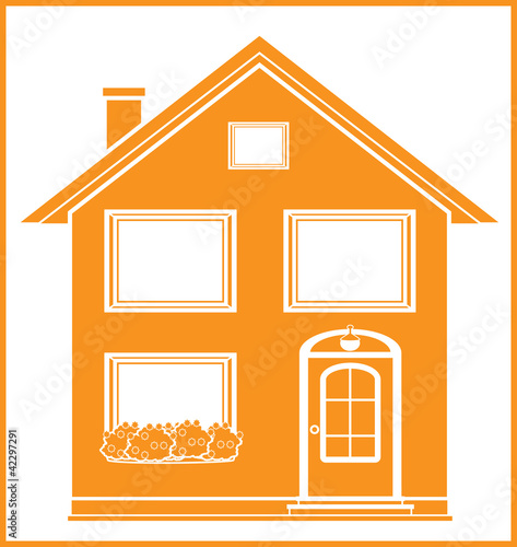real estate symbol with isolated house silhouette in frame