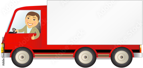 truck with man showing thumb up and space for text