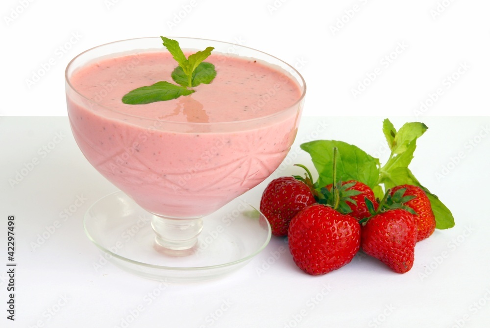 grinded strawberries with joghurt and fruits grinded strawberries with joghurt and fruits