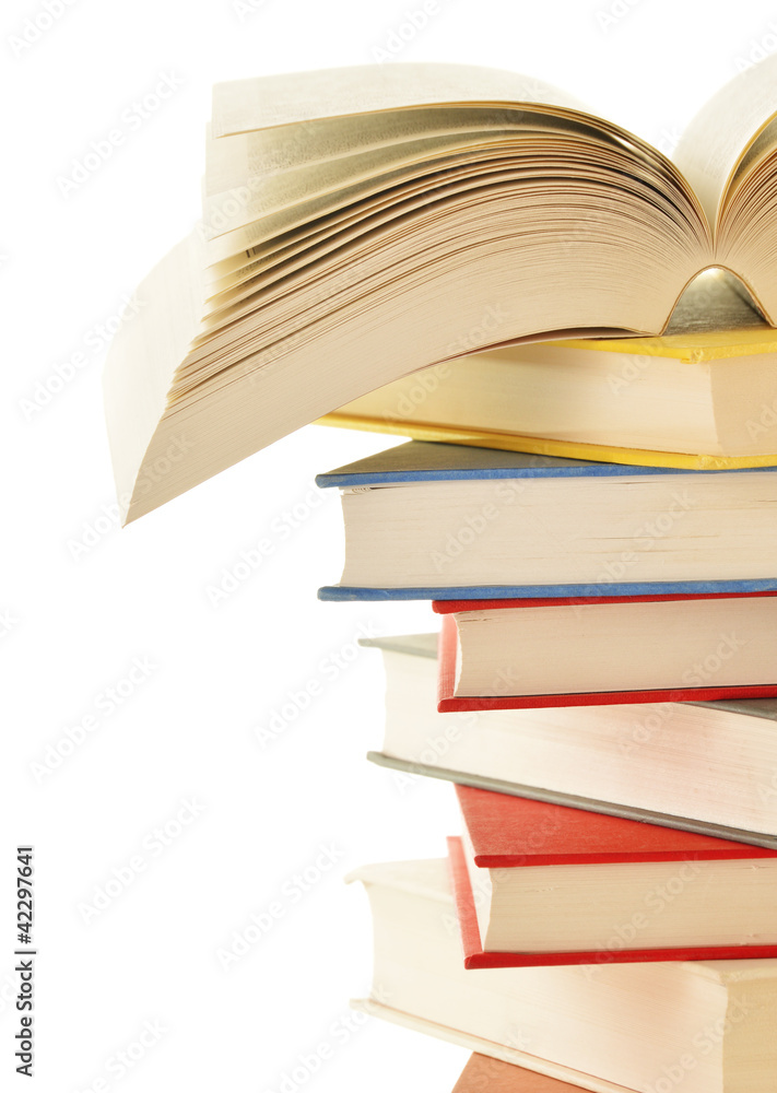 Stack of books isolated on white background