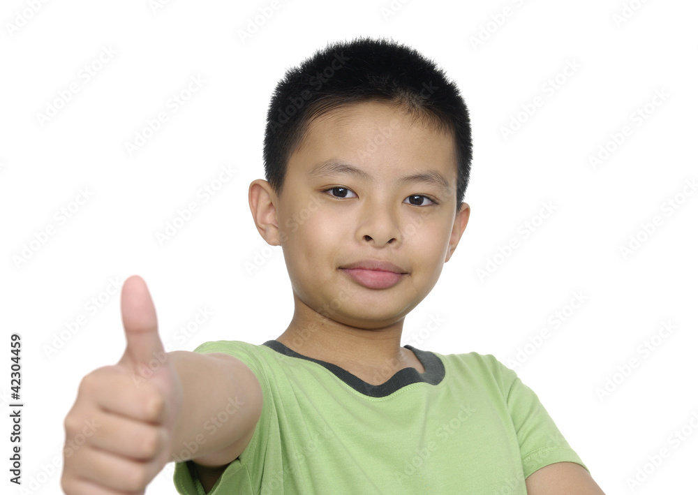 Little boy smiling saying OK. Isolated on white background Little boy smiling saying OK. Isolated on white background