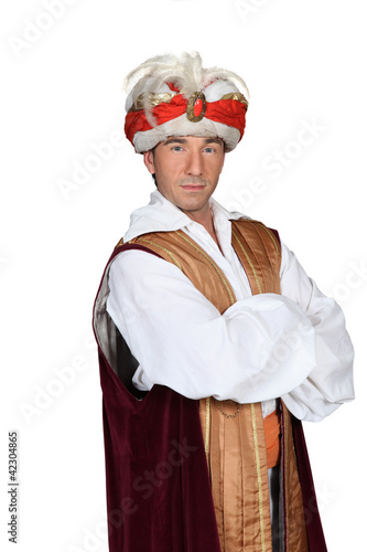 Obraz na plátně Man in an Arabian sultan costume