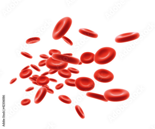 Tableau sur toile 3d streaming blood cells isolated on white background