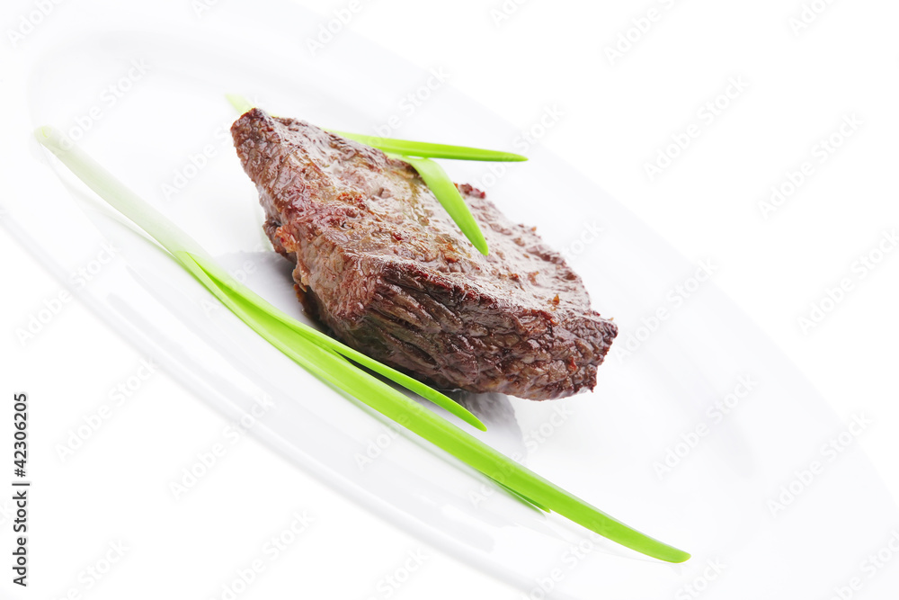 meat savory : grilled beef fillet mignon on white plate