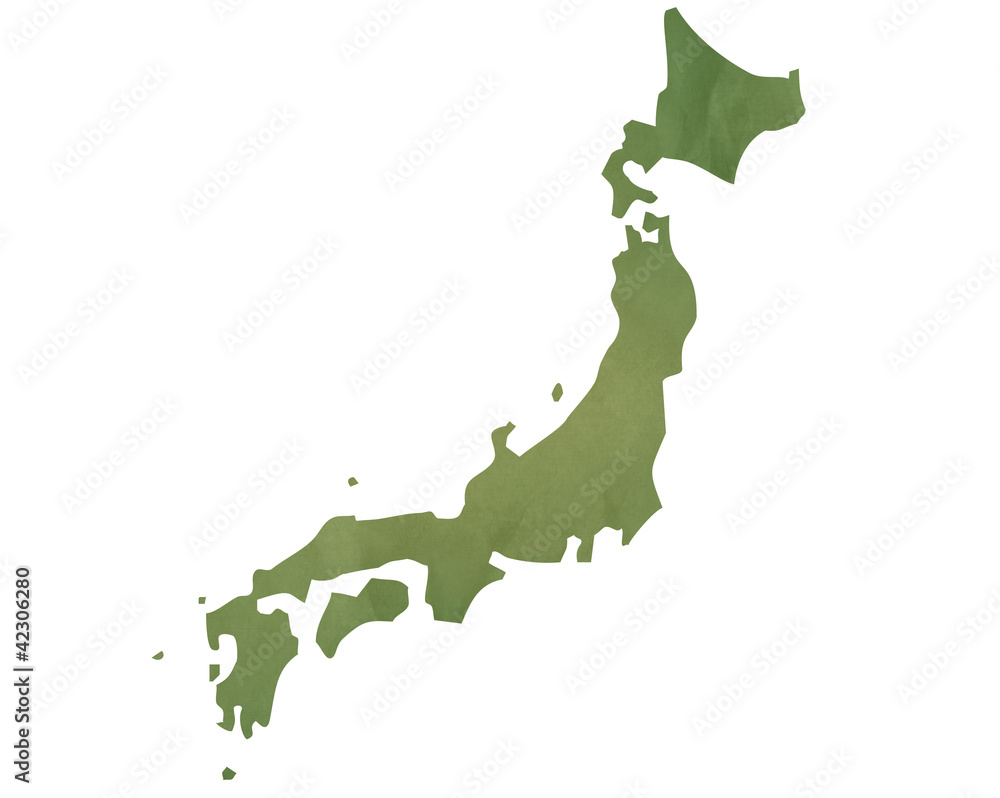 Old green map of Japan