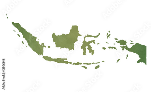 Obraz na plátně Old green map of Indonesia