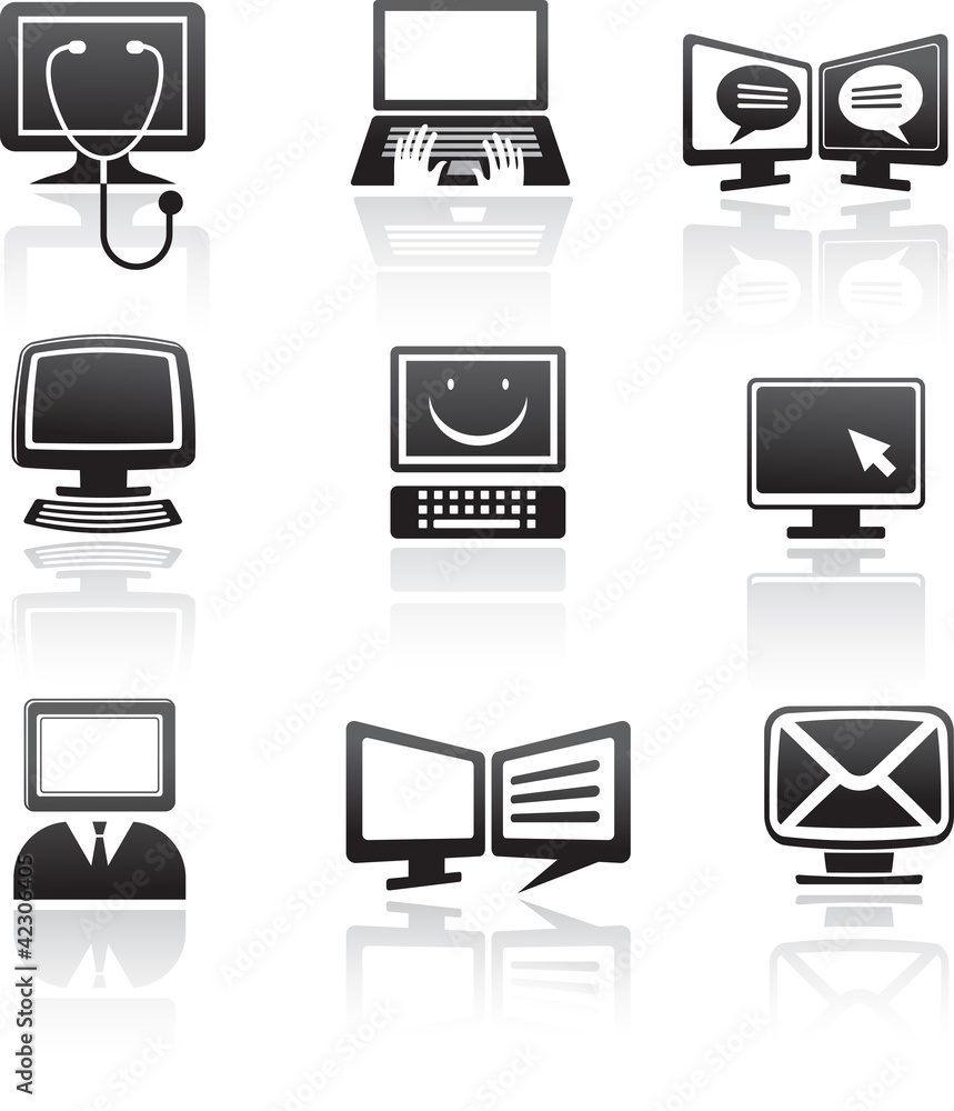 set of computer icons set of computer icons