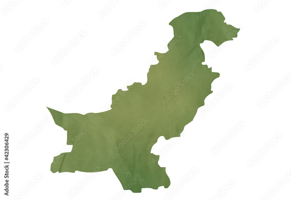 Old green map of Pakistan