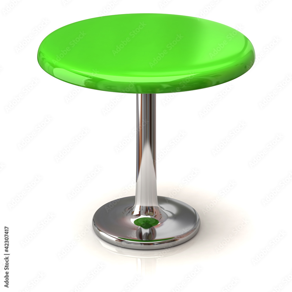 Green coffee shop table isolated on white background Green coffee shop table isolated on white background