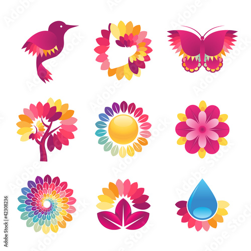 Set of colorful icons for cosmetics, spa, beauty
