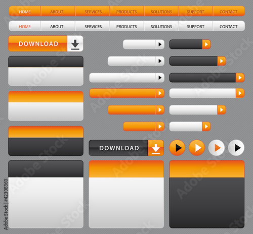 Orange and grey web design elements.