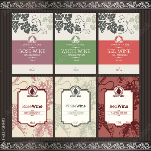 Set of vector wine labels