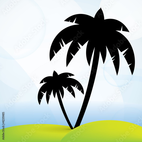 Tropical vector background with palm tree