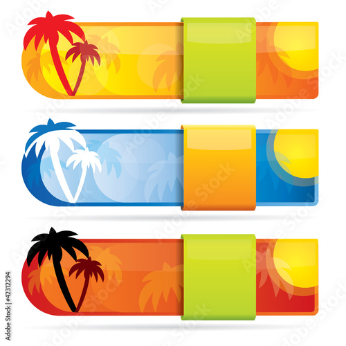 Tropical vector banner set with palm trees