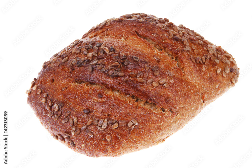loaf of french rye bread topped with sunflower loaf of french rye bread topped with sunflower