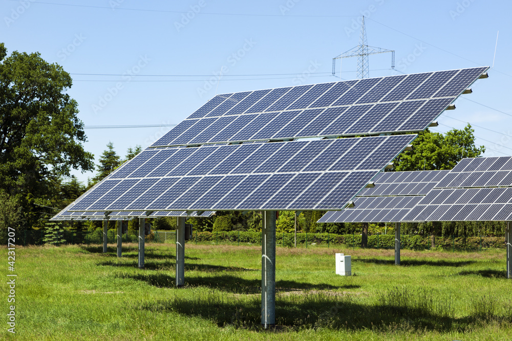 Photovoltaic modules at small solar power plant Photovoltaic modules at small solar power plant