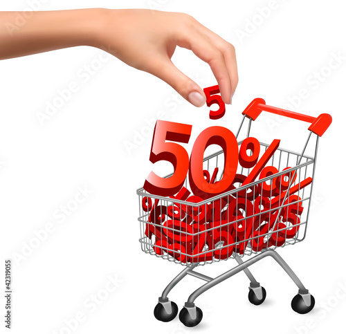 Concept of discount  Shopping cart with sale