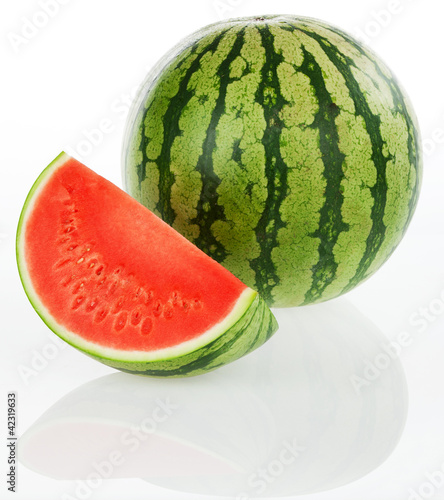 Watermelon with reflection - isolated on white background