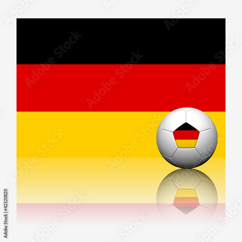 Germany soccer football and flag with reflect on white backgroun