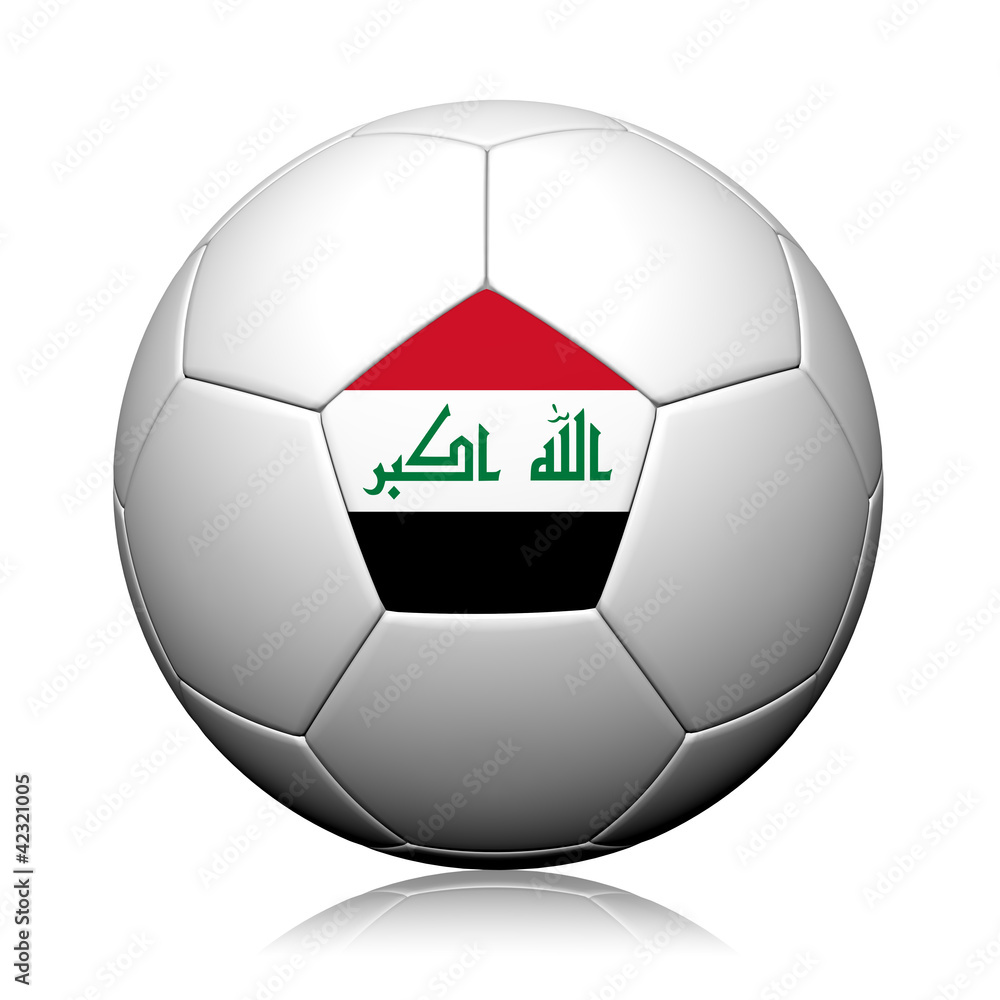 Obraz premium Iraq Flag Pattern 3d rendering of a soccer ball