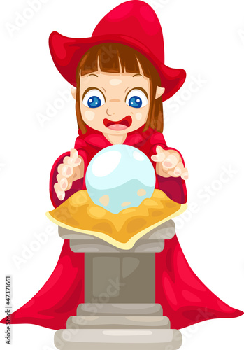 fortune teller with crystal ball vector