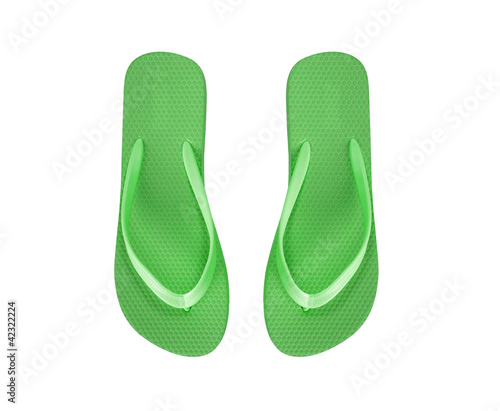 green beach shoes isolated on white