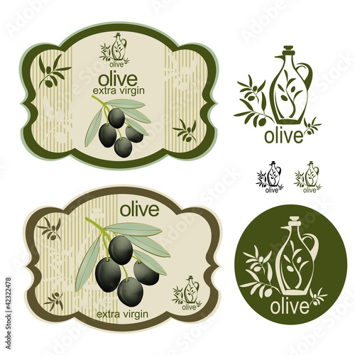 Vintage black olive label set