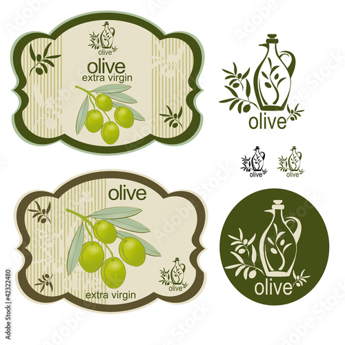 Vintage green olive label set