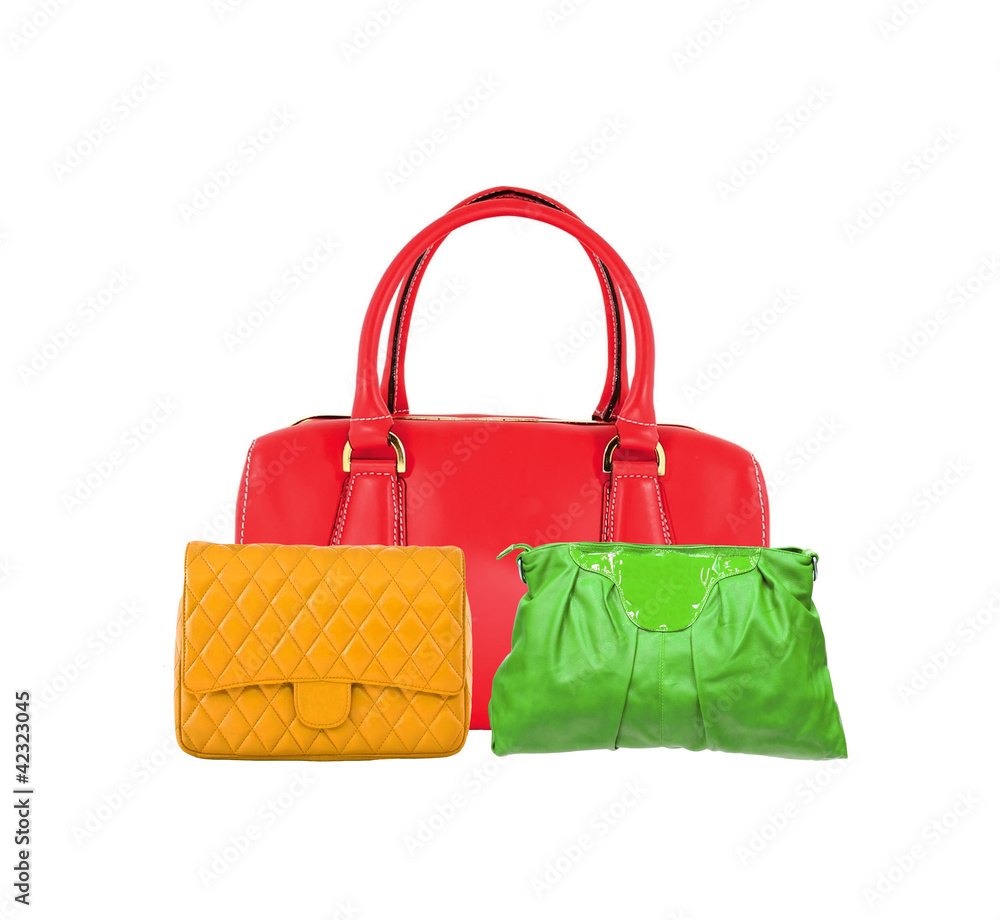 Colorful women bags isolated on white background Colorful women bags isolated on white background