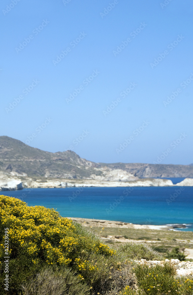 limestone beach Mediterranean Sea Milos Greek Island Cyclades G
