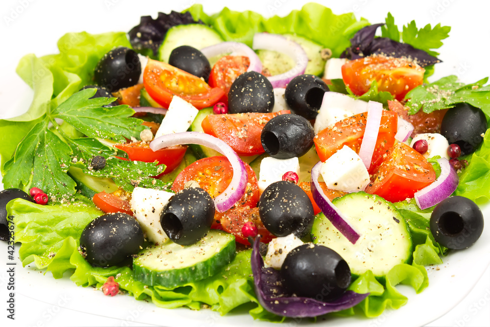 salad with olives, onion, tomato and mozzarella salad with olives, onion, tomato and mozzarella