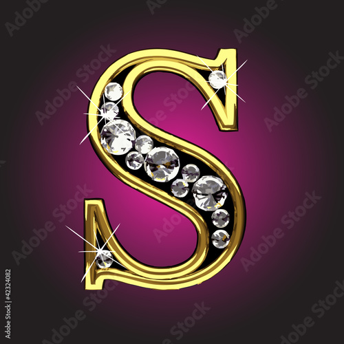 Vector golden figure with diamonds