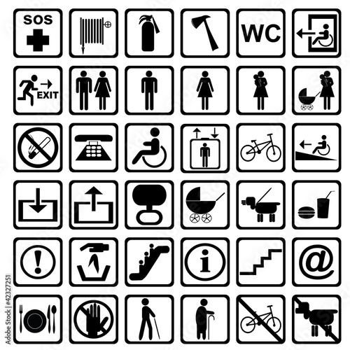 International service signs. All objects are isolated and groupe