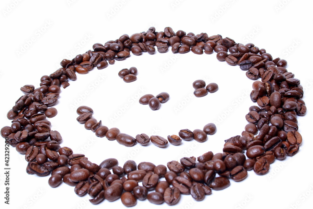 Smilie aus Kaffeebohnen Smilie aus Kaffeebohnen