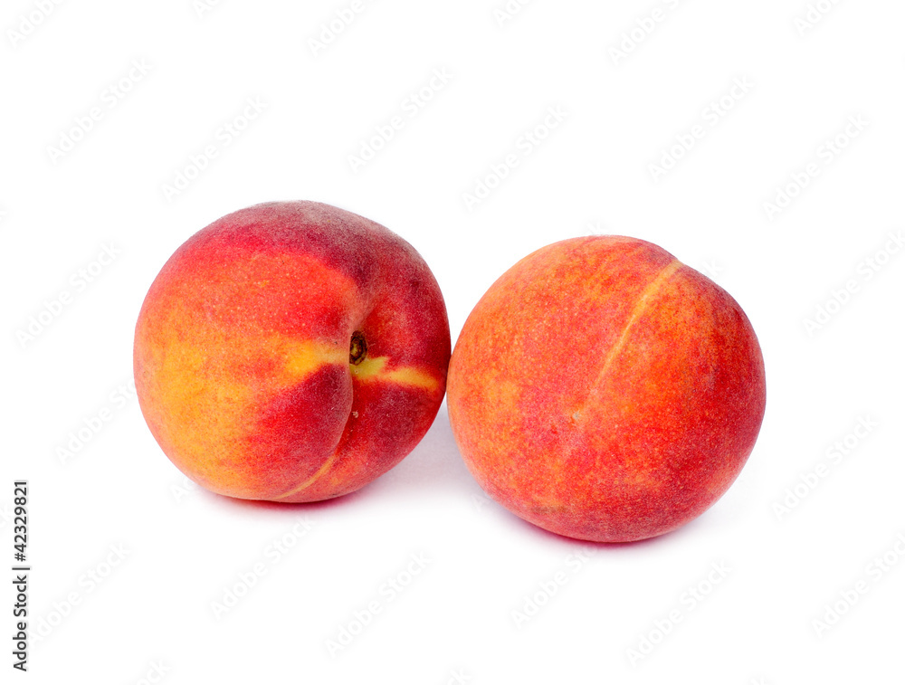 Peach fruits isolated on white background Peach fruits isolated on white background