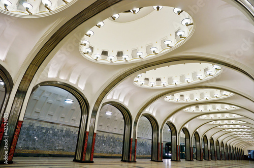 The old metro station Mayakovskaya in Moscow
