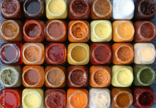 small colored bottles