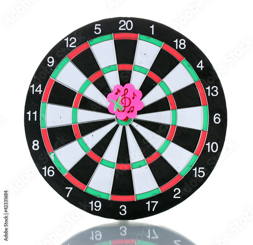 Darts with stickers depicting the life values isolated