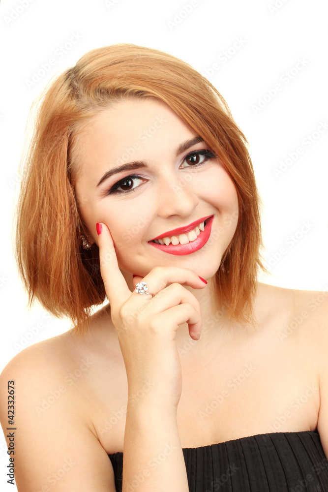 portrait of sexy young woman with glamour make up and red portrait of sexy young woman with glamour make up and red