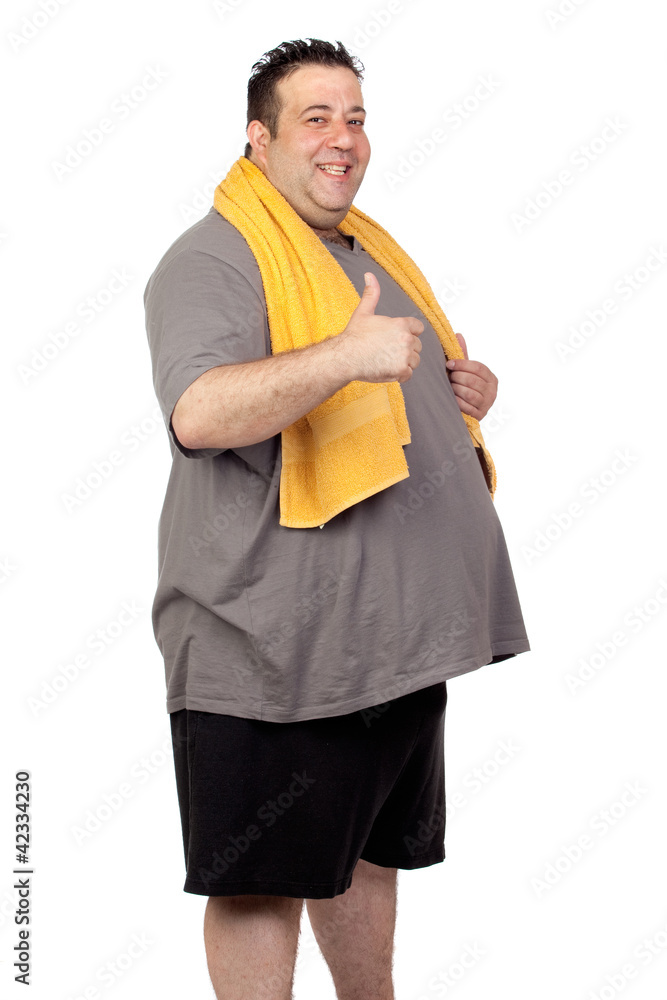 Fat man playing sport Fat man playing sport