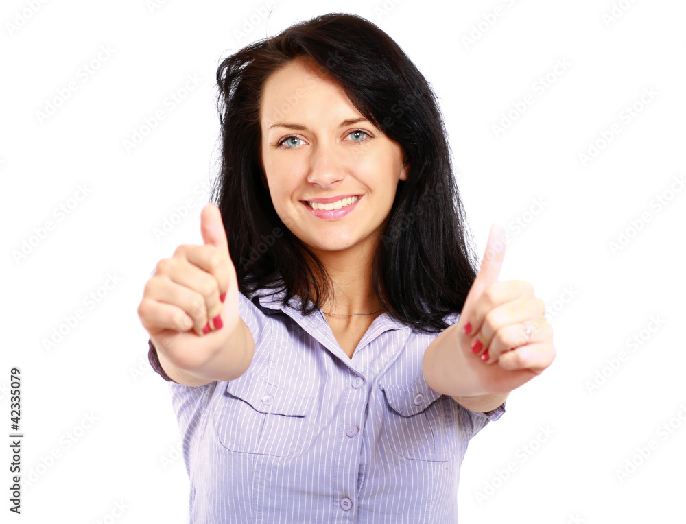 Portrait of a beautiful young woman showing ok Portrait of a beautiful young woman showing ok