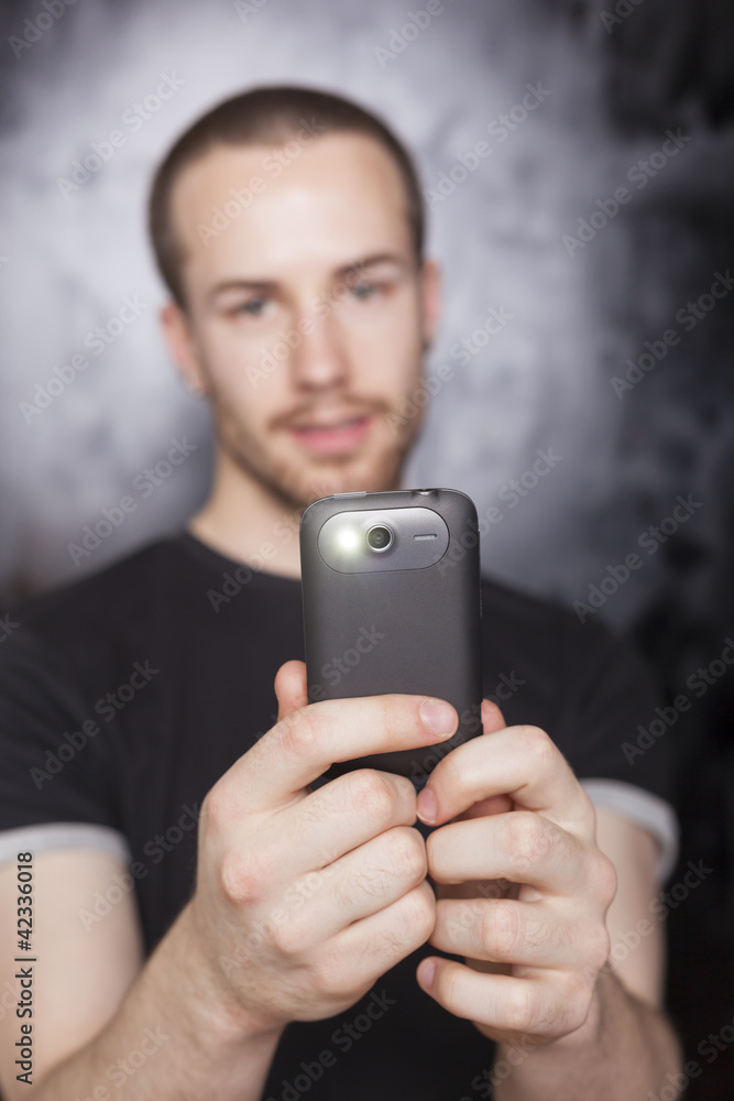 Man recording video file with smartphone Man recording video file with smartphone