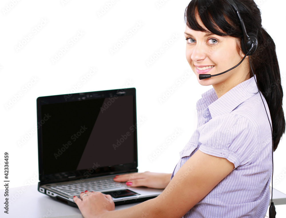 A female customer service consultant working A female customer service consultant working